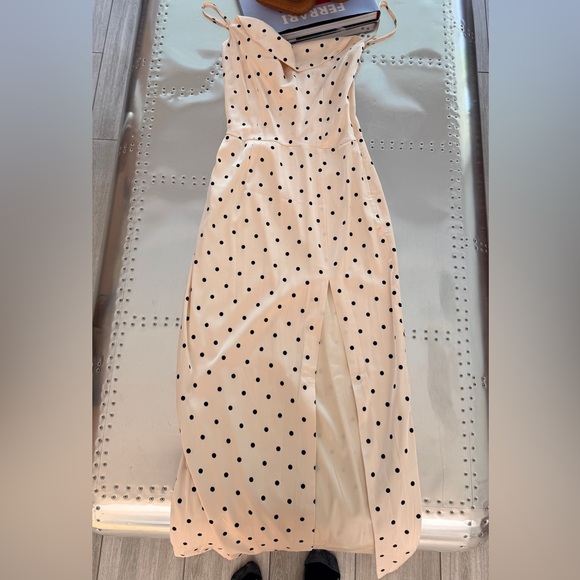 Meshki Dresses & Skirts - Meshki Cream and Black Polka Dot Midi Dress